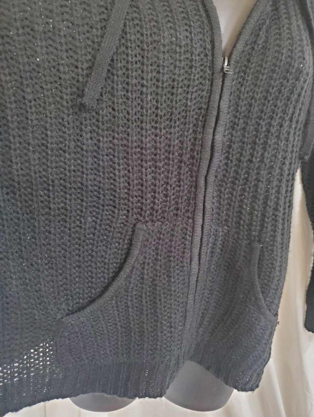 Black crochet style zip up oversized hoodie size Small brand new - Picture 6 of 11
